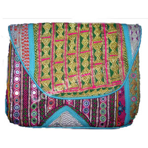 Banjara Bohemia unisex bolso de mano vintage étnico indio de moda patrón geométrico bordado borla Cum Sling algodón - Product Image 4