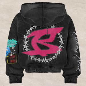 เสื้อฮู้ดผ้าคอตตอนเทอร์รี่ใส่ได้ทั้งชายและหญิง, เสื้อมีฮู้ดผ้าฝ้าย100% โอเวอร์ไซส์มีซิปเสื้อผ้าแนวสตรีทแวร์พื้นฐาน - Product Image 2