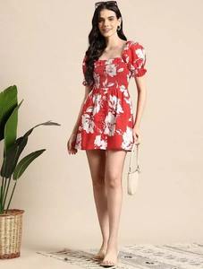 เดรสผ้าฝ้ายพิมพ์ลายแบบอินเดียใหม่เสื้อผ้าลำลองทันสมัยสำหรับฤดูร้อนสไตล์หวานรอบเอวธรรมชาติเป็นมิตรต่อสิ่งแวดล้อมวันวาเลนไทน์ - Product Image 3