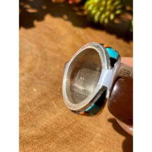 Bague Gilbert Smith taille 9 en argent sterling avec incrustation ciel nocturne et pierres multiples, opale comme pierre principale, pour un usage quotidien - Product Image 5
