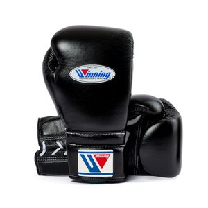 2025 vente chaude noir gagnant ensemble de boxe lacé poignet Logo personnalisé gagnant en cuir véritable compétition combat adultes paire - Product Image 5