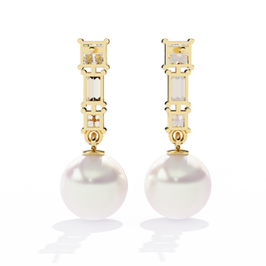 ต่างหูทอง18K สดใสพร้อมต่างหูเพชรพรีเมี่ยมที่ปลูกในห้องปฏิบัติการ - Product Image 1