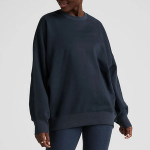 เสื้อสเวตเชิ้ตผู้หญิงขายส่ง ผ้าฟลีซ แขนยาว ทรงโอเวอร์ไซส์ ผ้าคอตตอนผสม คอกลม สไตล์ลำลอง อุ่นสบาย สำหรับฤดูหนาว สตรีทแวร์ ด้านหน้า - Product Image 1