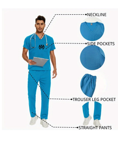 ชุดทางการแพทย์ที่ประณีตสำหรับชุดขัดพยาบาลคอวีเครื่องแบบแพทย์และพยาบาลแขนสั้น - Product Image 1