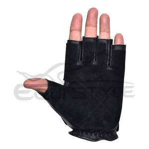 ถุงมือล่าสัตว์ครึ่งนิ้วหนังสังเคราะห์สีดำบุด้วยยางโพลีเอสเตอร์ - Product Image 2