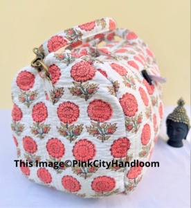 Sac de sport en coton pur fait à la main bloc indien imprimé floral Weekender Sport voyage Yoga Shopping-sac à bandoulière pour femme - Product Image 3