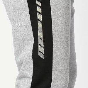 Pantalon de jogging décontracté pour homme gris à taille élastique, empiècements latéraux noirs, cordon de serrage, léger, 100 % coton respirant - Product Image 6