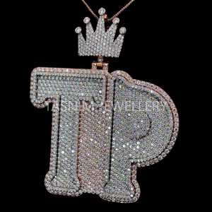 จี้เพชรโมอิสซาไนต์ VVS เงินแท้ 925 ชุบทอง 10K แบบ Cuban Link สไตล์คริสเตียนฮิปฮอป คุณภาพดีที่สุด สำหรับทุกเพศ พร้อมตัวล็อคแบบตัวอักษรสั่งทำได้ - Product Image 4