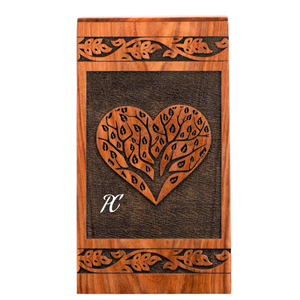 Urne de crémation en palissandre fabriquée à la main Arbre de vie Coeur Mémorial Souvenir Mémorial Souvenir Décoratif Urne de crémation pour les cendres - Product Image 1