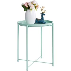 Table basse d'appoint en métal doré au design moderne avec base lourde plateau en marbre, fonction pliable pour le salon ou le salon - Product Image 3