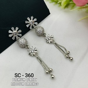 Iroc 18K Gold & Silver Plated Delicate CZ <b>Dangle</b> <b>Earrings</b> Daily Use Fashion Drop <b>Earrings</b> <b>Pearl</b> Main Material Brass Weddings - Product Image 2