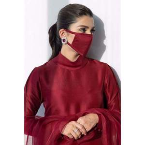 Conjunto de Camisa y Dupatta de Satén Dark Fire - Product Image 5