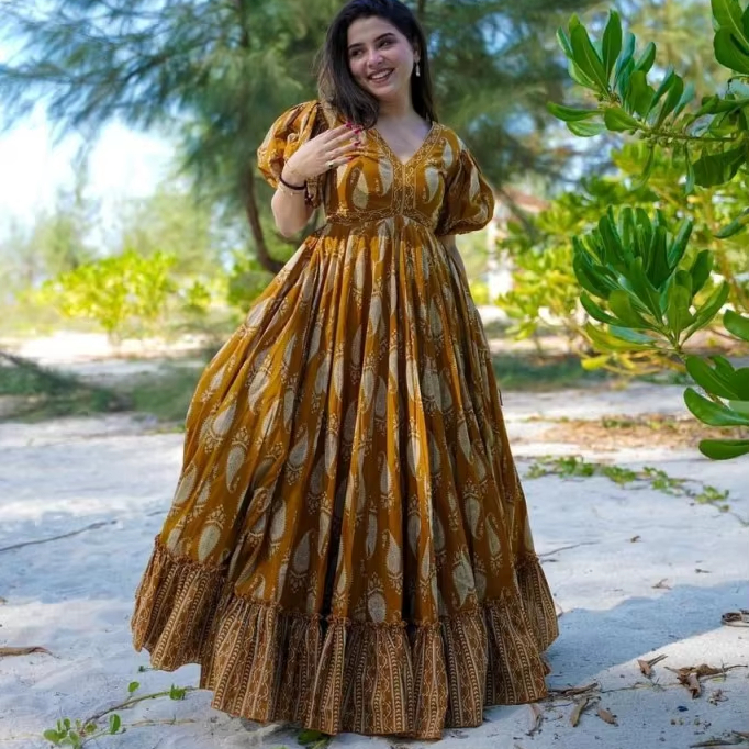 Goan Traditional Dresses - Ethnic Block Print Maxi