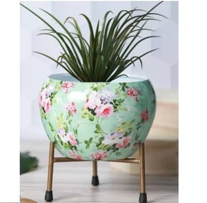 Party Wedding Garden Decoration Accessories Unique Style Metal Flower Planter <b>Pot</b> With White Enamel Finishing - Product Image 6