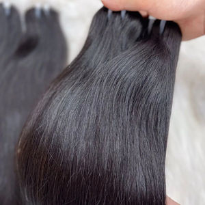 Venta al por mayor de extensiones de cabello virgen natural de Vietnam 100% máquina humana cruda doble trama recta sin desprendimiento sin enredos más oscuro - Product Image 2