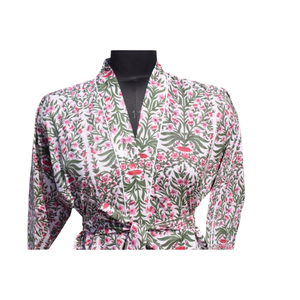 Kimono Peignoir en coton Robe de nuit d'été ouverte sur le devant pour femmes Robe de plage - Product Image 3