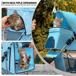 Cochecito ecológico para mascotas, plegable, con marco ligero, ventanas de malla y cesta de almacenamiento, marca personalizada, disponible, 1 unidad - Product Image 5