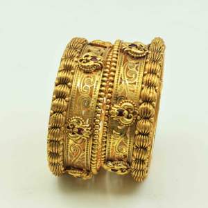 Brazaletes de piedra Kempu chapados en oro antiguo al por mayor moda boda lujo latón estilo tradicional brazaletes chapados en oro antiguo - Product Image 1