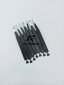 Professional Eyelash Tweezers Matte <b>Black</b> Color with Heart Icon At Bottom 45 65 75 90 Degree Pointed <b>Boot</b> Lash Extension Tweezer - Product Image 6