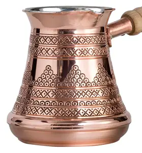 2023 nóng bán Handmade Thổ Nhĩ Kỳ nồi cà phê cho bếp Top Brass Tea Pot với nhúng tay cầm bằng gỗ