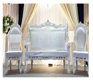 ชุดโซฟาสีทองสุดหรูสำหรับงานแต่งงานชุดโซฟาไม้สำหรับงานแต่งงานเวทีพิธีแต่งงานสไตล์มหาราชา - Product Image 5