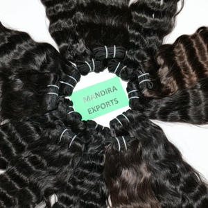 Vente en gros 100% faisceaux ondulés doux naturels à double trame non transformés extensions de cheveux humains de temple indien boucles de qualité vierge brute - Product Image 4