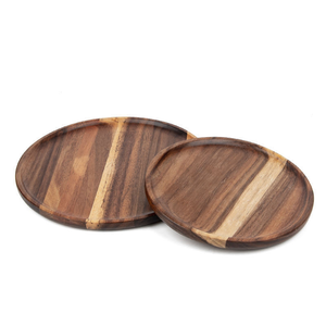 Plateau en bois d'acacia massif pour barbecue, thé japonais, gâteaux, plateau rectangulaire et rond pour les fêtes - Product Image 2
