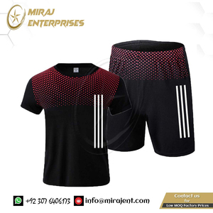 ชุดออกกำลังกายแขนสั้นกางเกงขาสั้น2ชิ้นแห้งเร็วชุดออกกำลังกายของผู้ชายชุดฤดูร้อน - Product Image 5