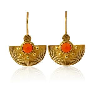 Citrine Quartz larme crochet boucles d'oreilles Unique classique en laiton bijoux Western exotique plaqué or Style bohème pour les femmes - Product Image 5