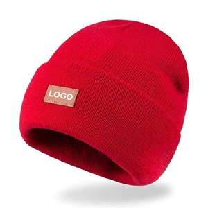 Gorro de Punto Rojo Liso de Último Diseño, Gorros de Punto con Logotipo Personalizado de Alta Calidad, Gorro de Punto Jacquard de Moda para Invierno - Product Image 3
