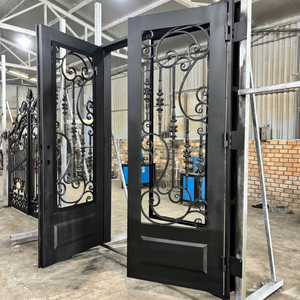 Diseño Artístico de Puerta de Entrada de Hierro, Puertas Delanteras de Hierro Forjado Duraderas que Ofrecen un Estilo Elegante, una Estructura Resistente y un Uso a Largo Plazo - Product Image 3