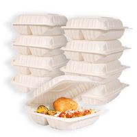 Contenedores de Plástico Desechables de Polipropileno de Alta Gama, Tipo Concha, con Tapa Abatible, 6x6" 8x8", para Sándwiches, Pizza, Jugos, Tamaño Personalizado, Color Blanco