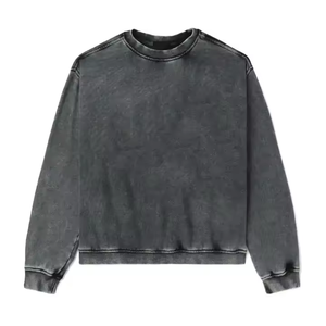 Style vintage hommes sweat à col rond lavé à l'acide 100% coton recadrée surdimensionné Boxy Fit sweats - Product Image 2