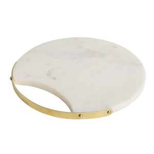 Planche à découper ronde blanche avec poignée dorée Plateau de cuisine élégant pour couper l'affichage du fromage de service et offrir une utilisation polyvalente - Product Image 4