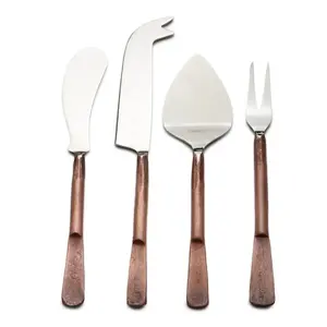 Latest Design Metal Gold Plated Cheese Set for Cheese Spreader in Durable Quality With Antique Handles Metal Cheese Set - Product Image 5