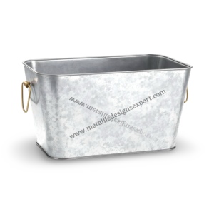 Bañera Rectangular de Metal Galvanizado con Asas, Contenedor de Utilidad Duradero para Almacenamiento al Aire Libre, Jardín, Decoración del Hogar, Maceta para Guardería - Product Image 2