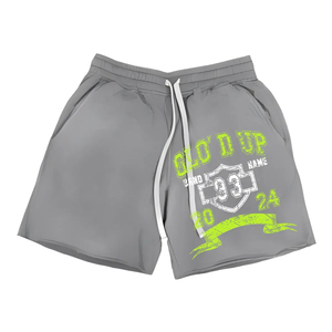 <b>Men's</b> High Quality 100% Cotton Athletic <b>Shorts</b> <b>Elasticated</b> Mid Waistband Quick Dry Drawstring Vintage Acid Wash Eco-Friendly - Product Image 2
