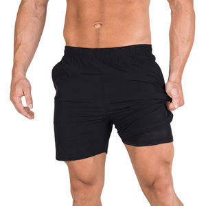 Pantalones cortos deportivos de verano para hombre personalizados al por mayor OEM 100% poliéster patrón sólido traje de baño de playa pantalones cortos de playa informales - Product Image 1