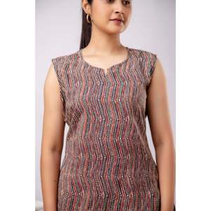 Combinaison de nuit imprimée abstraite rouge pour femme SHKY1041 - Product Image 3