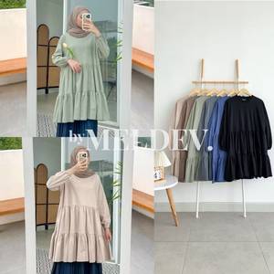 Vestido Casual Modesto de Talla Grande para Mujer, con Volantes, 100% Algodón Jersey, Corte Holgado, Cintura Baja, Cuello Redondo - Product Image 3