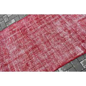 Alfombra Turca Vintage de 3.7x6.8 pies, Alfombra de Lana Roja - Product Image 5
