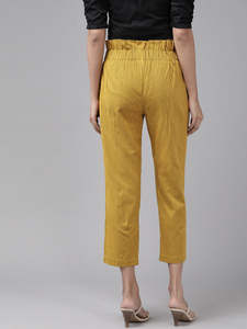 Pantalons Formels en Coton pour Femmes Coupe Droite Élastique Mi-Haute Pantalons à Séchage Rapide Portés au Quotidien Sorties Décontractées Effet Délavé Été - Product Image 2