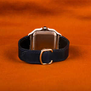 Montre en diamant de luxe avec ceinture en cuir bleu Moissanite ronde coupe demi glacé classique Date romaine Caractéristiques cadran carré de 41mm - Product Image 3