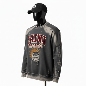 Sweat-shirt en molleton premium 330 GSM, mélange de coton lourd, col rond chaud avec logo personnalisé brodé, sweat-shirts basiques - Product Image 2