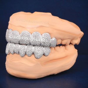 Véritable argent sterling 925 8 haut 8 bas Grillz pour dents miel peigne coupe profonde d Vvs Moissanite Grillz bijoux personnalisés - Product Image 2
