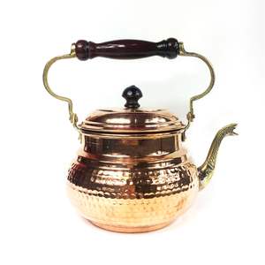 Ensemble de cafetière et théière en cuivre turc, aspect antique italien, design vintage, écologique - Product Image 2