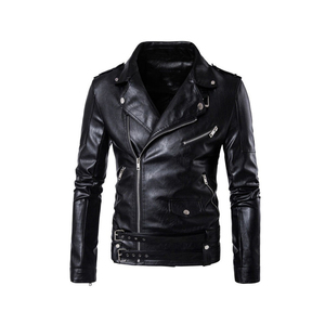 Veste de moto en cuir élégante de motard Veste en cuir Racer en cuir noir pour hommes produit à vendre - Product Image 4