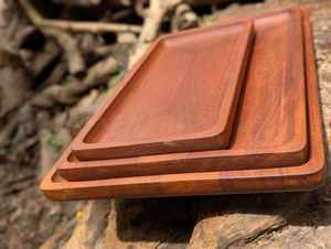 ถาดรองจานใส่ขนมและผลไม้สำหรับตกแต่งบนโต๊ะอาหารทรงสี่เหลี่ยมผืนผ้าทำจากไม้เนื้อแข็งแท้ธรรมชาติถาดเสิร์ฟกาแฟถาดเสิร์ฟสำหรับคาเฟ่ - Product Image 5