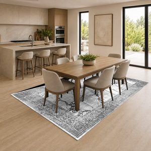 <b>RUGS</b> DEPOT LXDP-1013 Wholesale Grey Silver Traditional Oriental Digital Printed Machine Washable Chenille Area <b>Rug</b> <b>Non</b> <b>Slip</b> - Product Image 4