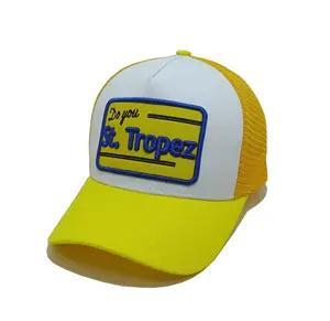 Yellow Trucker Hat With Mesh Big EMbroidery Logo Baseball Hat Sport Style Customized Design Vietnam Brand Hats For Business